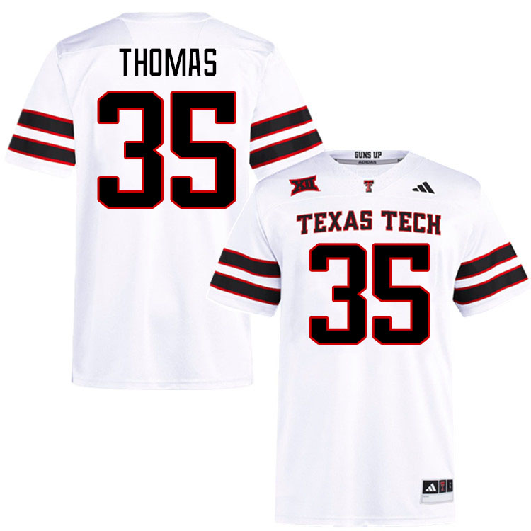 #35 Zach Thomas Texas Tech Red Raiders Jerseys College Football Uniforms Stitched-White